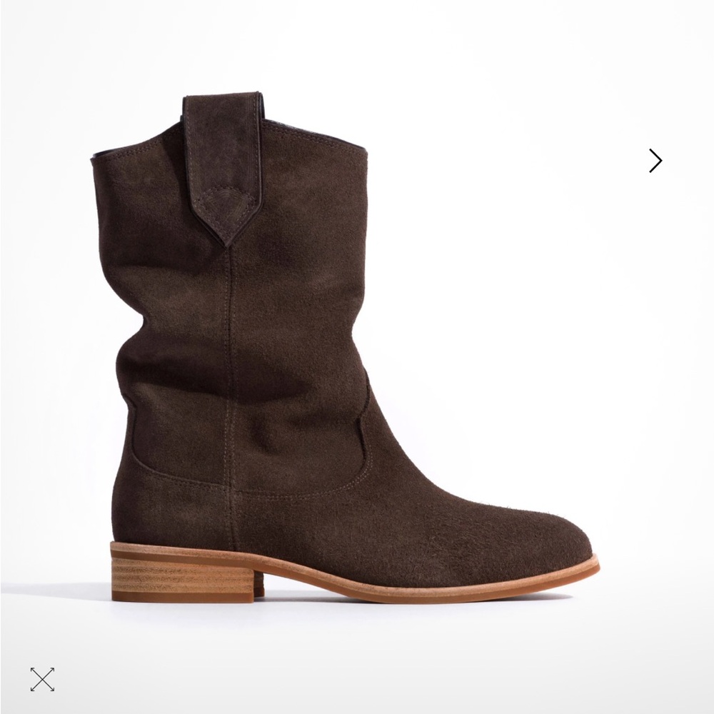 Suede Mid-Calf Combat Boot in Dark Brown
